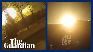 Explosions captured on video as airstrikes hit military airport in Lutsk
