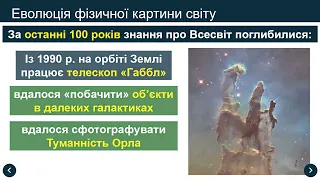 Фізика 9 клас Еволюція фізичної картини світу. Розвиток уявлень про природу світла.