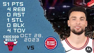 Zach LaVine player Highlights BULLS vs PISTONS NBA Regular season game 28-10-2023