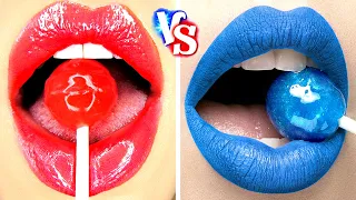 DESAFÍO DE COMIDA ROJA vs AZUL || ¡Último en DEJAR de comer gana! Mukbang de dulces de GOTCHA!