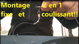 deux Montages  en 1 fixe et coulissant  pour la pêche des dorades ,loup bar ,Sar