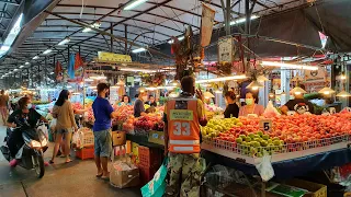 [4K] Walking around Samrong Fresh Market near BTS Station in Bangkok, Thailand