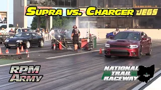 MKIV Toyota Supra vs Dodge Charger Midnight Street Drags at National Trail Raceway