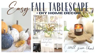 Simple Thanksgiving Tablescape Idea ~ Yarn Pumpkins ~ Fall Decorating ~ DIY Fall Decor