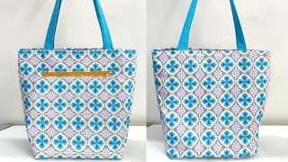 DIY BASIC TOTE BAG SEWING TUTORIAL | Shopping Bag Cutting and Stitching | Cloth Bag making | DIY Bag