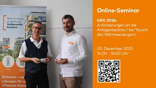 Webinar GEG 2024: Anforderungen an die Anlagentechnik / bei Tausch des Wärmeerzeugers