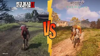 Red Dead Redemption 2 vs. Assassin's creed Valhalla || NPC interaction graphics comparison & physics