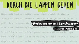 Durch die Lappen gehen | Deutsche Redewendungen & Sprichwörter #Deutschesprichwörter