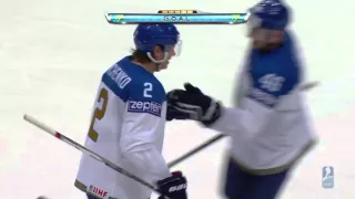 Roman Savchenko center ice goal on Reto Berra - Switzerland vs Kazakhstan