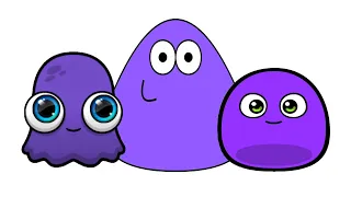 Pou and purple friends - Pou, Moy 7 and my boo play together.