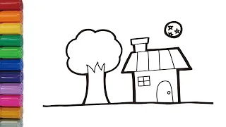 How to draw a House ? | Drawing and Coloring for Kids & Toddler | Happy Draw Art House