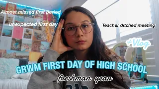 GRWM first day of school high school + vlog | online school 2020, unexpected first day