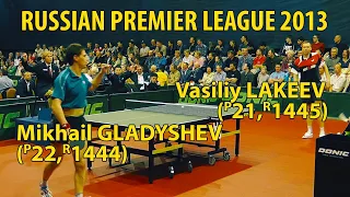 Василий ЛАКЕЕВ - Михаил ГЛАДЫШЕВ RUSSIAN PREMIER LEAGUE 2013 настольный теннис table tennis