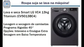 Lava e Seca Smart LG VC4 13kg/8kg Titanium (CV5013BC4) - Lavando e secando camisetas