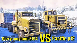 SnowRunner Derry Longhorn 3194 vs SnowRunner Pacific P12 - SnowRunner PC Gameplay #17