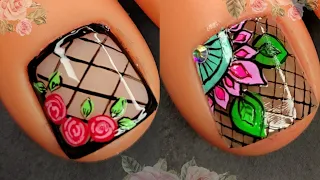 UÑAS DE PIES  decoradas con LINEAS /ideas de uñas  💅👣