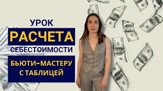 Расчет себестоимости для мастера маникюра с таблицей