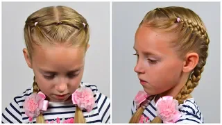 French Braids with Elastics★EASY elastic back to school  HAIRSTYLE (Little girls hairstyles #82)#LGH