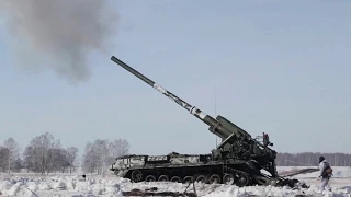 Стрельба из самоходных артустановок 2С7М "Малка"/Shooting from self-propelled gun mounts "Malka"