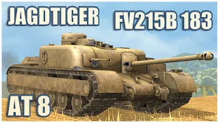 Jagdtiger, AT 8 & FV215b (183) • WoT Blitz Gameplay