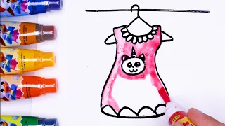 How to Draw a Red Dress with WaterColor | Drawing and Painting for Kids