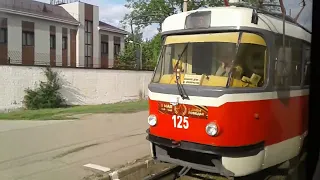 Продолжаем кататься на Краснодарском Трамвае по Маршруту N-4. борт 357+358. от Славянской ул. 89.