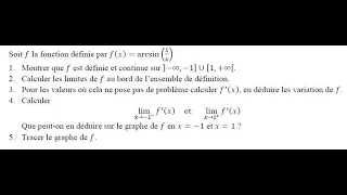 Exercice 6 : Etudier la fonction arcsin(1/x)