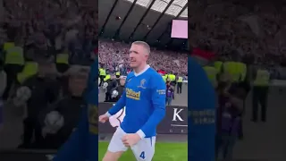 John Lundstram celebrates win vs Celtic with Rangers fans.