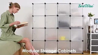 Modular Shelving Storage Organizer Cube Unit Interlocking Wardrobe Cabinet 16-Cube - SortWise®