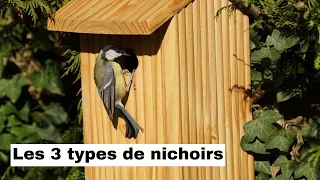 Quels sont les 3 différents types de nichoirs à oiseaux ? (rouge-gorge, moineaux, mésanges...)