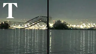 Moment 1.6-mile bridge collapses in Baltimore