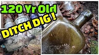 💥 2024 Bottle Digging Dump Digging #25 💥 120 Yr Old Antique Bottles Dug Out Of A Ditch ©