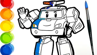 Робокар Поли | Учимся рисовать полицейскую машину | Раскраска Робокар Поли