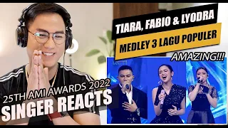 Tiara X Fabio X Lyodra - Medley Song | 25th AMI Awards 2022 | SINGER REACTION