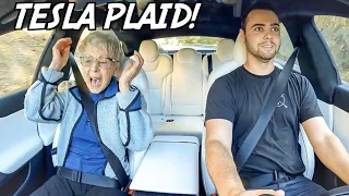 GRANDMA REACTS TO TESLA MODEL S PLAID LAUNCH!!!