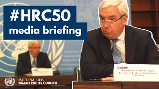 HRC50 | Human Rights Council president Federico Villegas briefs the media, 8 June 2022