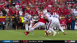 Chris Jones gets away with a trip on Josh Allen