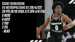 Scoot Henderson vs  Metropolitans 92 | 10/4/22 | (28 PTS 5 REBS 9 ASTS)