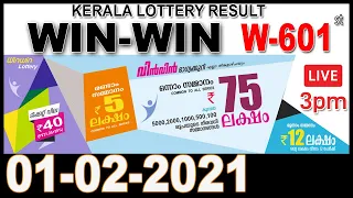 Live WIN-WIN W-601 | 01.02.2021 | Kerala Lottery Result Today