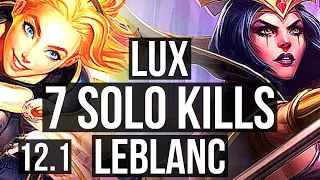 LUX vs LEBLANC (MID) (DEFEAT) | Rank 1 Lux, 7 solo kills, Rank 9 | NA Challenger | 12.1