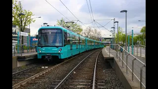 [Selten] VGF U-Bahn Frankfurt Bombardier Flexity Swift U5-Wagen 100 Meter Zug auf der U7