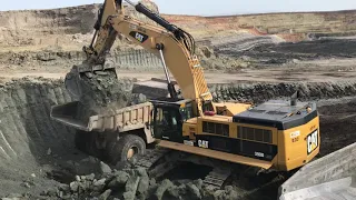 Caterpillar 390D LME Excavator Loading Caterpillar Dumpers On Coal Mines- Operator G. Kyrkos