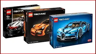 COMPILATION LEGO TECHNIC Cars 42083 Bugatti Chiron + 42056 Porsche 911 + 42096 Porsche - UNBOXING