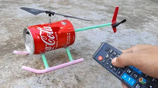 How to Make Soda Can Helicopter at Home - DIY Remote control flying helicopter from coca-cola can