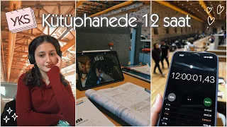 KÜTÜPHANEDE 12 SAAT DERS VLOG| Ayt,Tyt,Yks,kütüphane vlog🤍✨