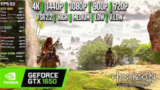 GTX 1650 | Horizon Forbidden West - 4K, 1440p, 1080p, 900p, 720p, FSR 2.2 - High, Med, Low, V.Low