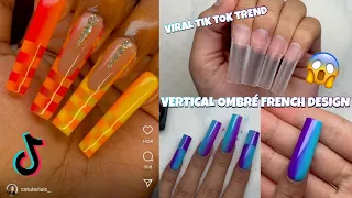 TRYING VIRAL TIKTOK VERTICAL OMBRÉ FRENCH DESIGN *again* OMBRÉ WITH GEL | MADAM GLAM PUDDING GEL