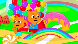Cats Family in English - Candy and Gumball Machine Cartoon for Kids