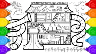 Glitter FUN House Coloring Page and Drawing for Kids How to Draw Glitter Fun House Coloring Page