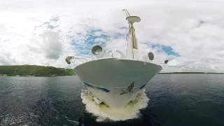 360 video. На носу корабля. Панорамное видео.